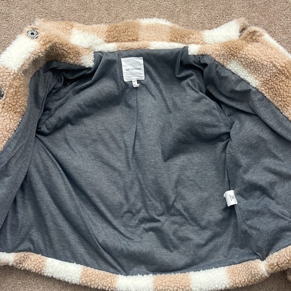 Avec Les Filles Plaid Faux Fur Trucker Shacket Jacket Size Medium - Picture 8 of 10